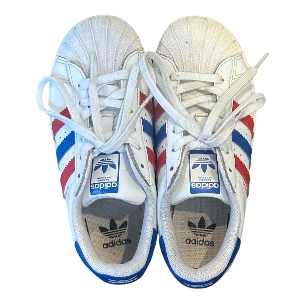 adidas Kids Superstar C Sneakers White/Blue/Scarlet FW5850 Youth 13K (Age 4-7) - Picture 3 of 8